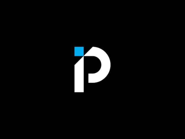 Logotipo en blanco y negro con la letra p sobre fondo negro
