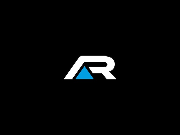 Logotipo en blanco y negro con la letra r sobre fondo negro