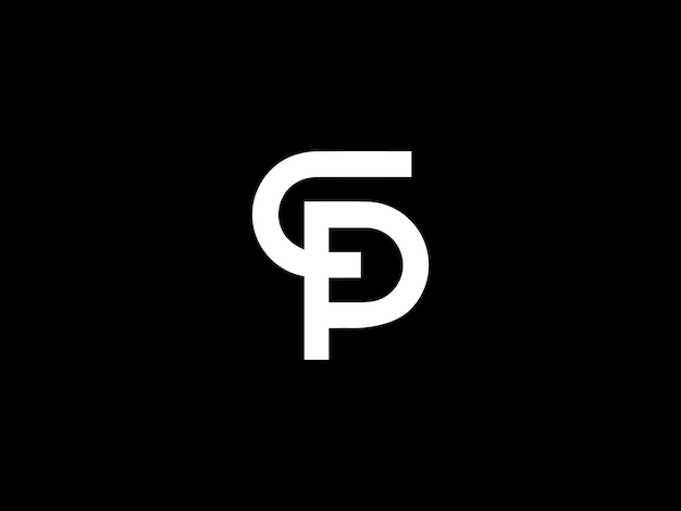 Un logotipo en blanco y negro con las letras f y p en blanco