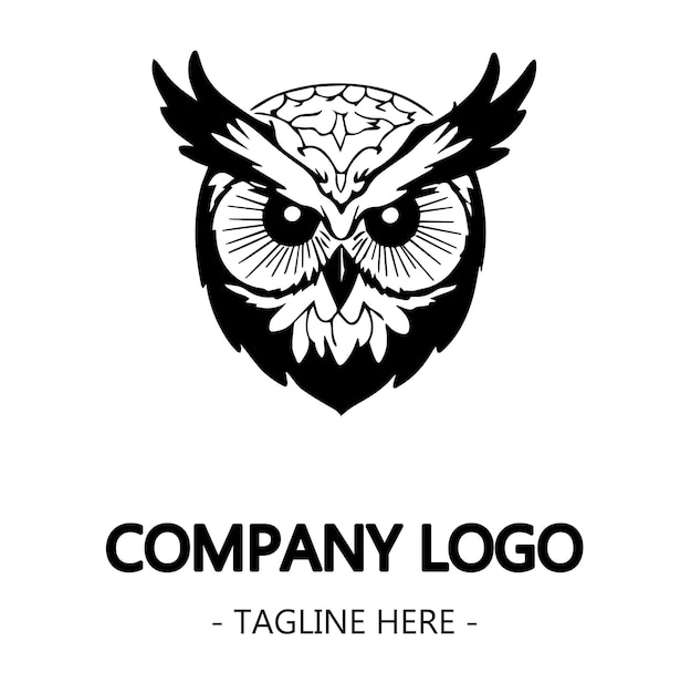 un logotipo en blanco y negro de un logotipo de búho