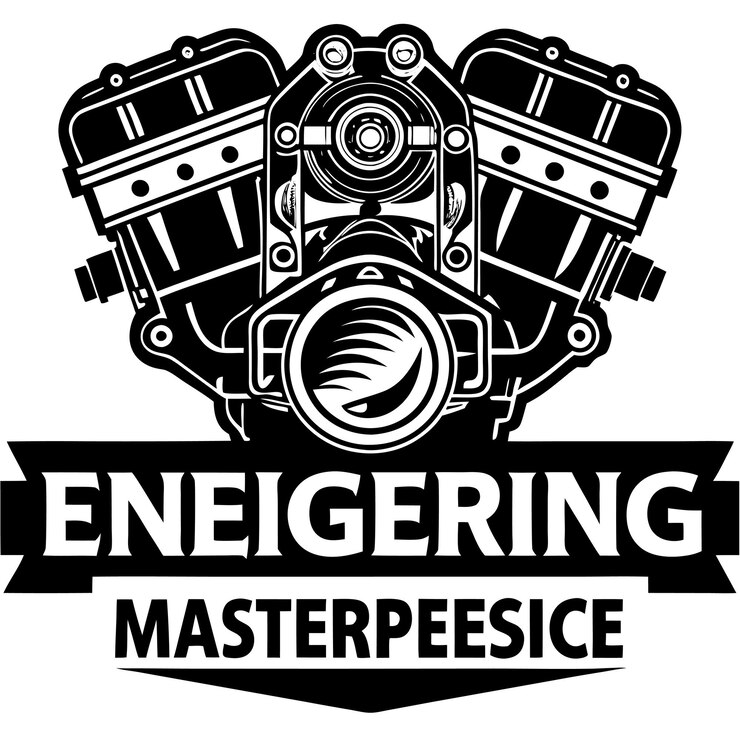 Vector un logotipo en blanco y negro para un motor