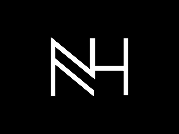 Logotipo en blanco y negro con la palabra nh