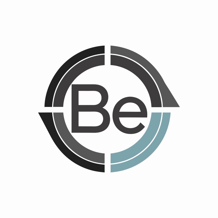 Vector un logotipo en blanco y negro con las palabras be be be be en un círculo