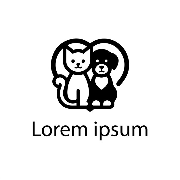 un logotipo blanco y negro con un perro y un perro