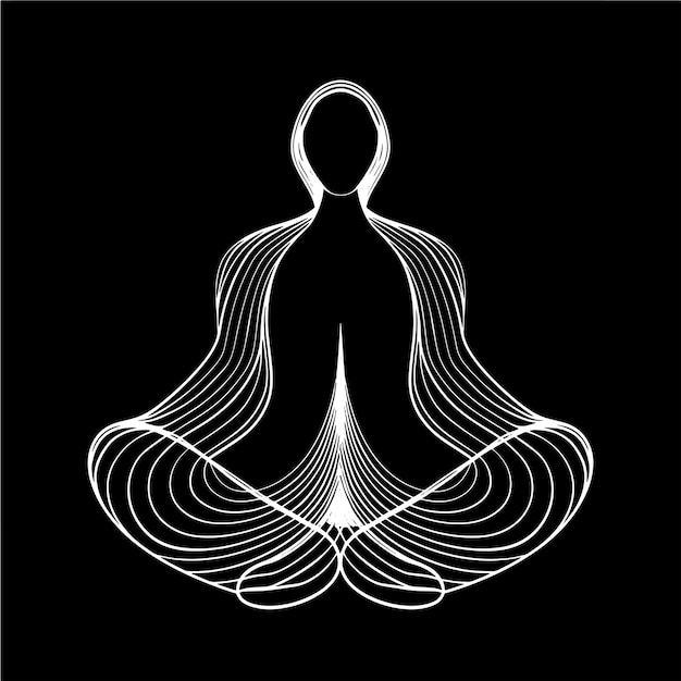 Un logotipo en blanco y negro de una persona en una postura de yoga
