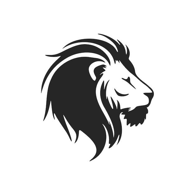 El logotipo blanco negro refinado del león aislado en un fondo blanco