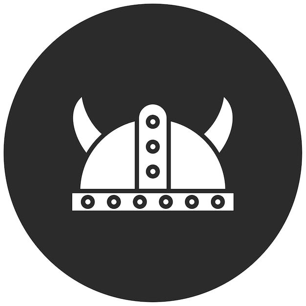 un logotipo en blanco y negro con una silueta de un casco y cuernos