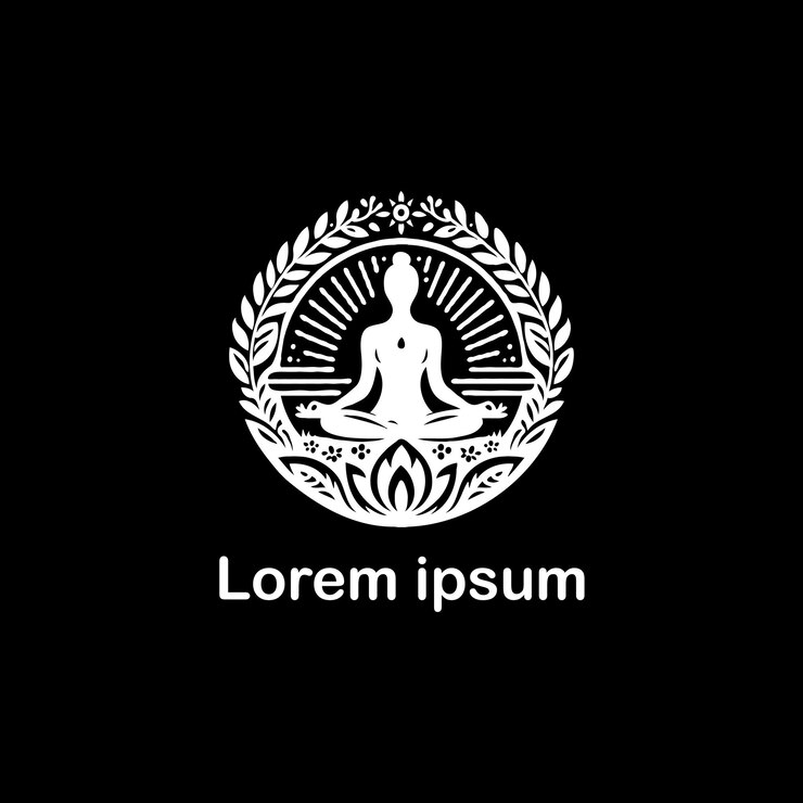 un logotipo en blanco y negro con un símbolo de una persona en un círculo