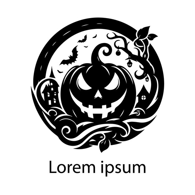 un logotipo en blanco y negro para un tema de Halloween