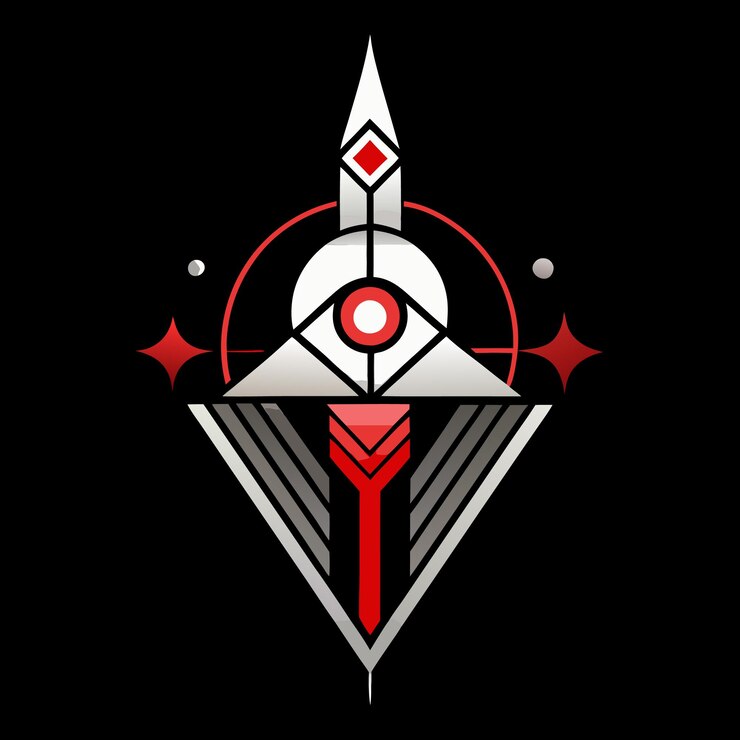 un logotipo en blanco y negro con un triángulo y un triangle en él
