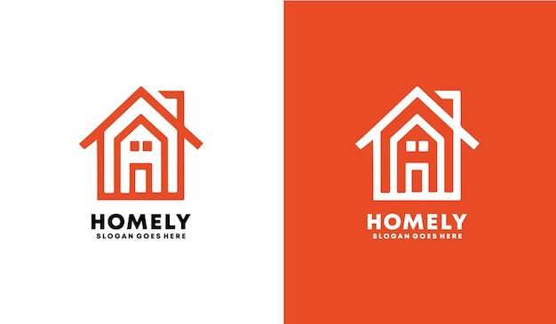 Vector un logotipo blanco y rojo con una casa en él