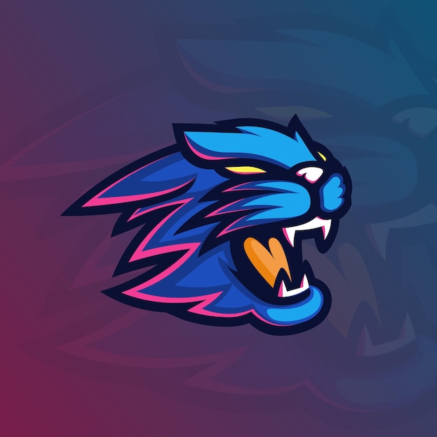 Logotipo de Blue Cat Modern Vector Premium