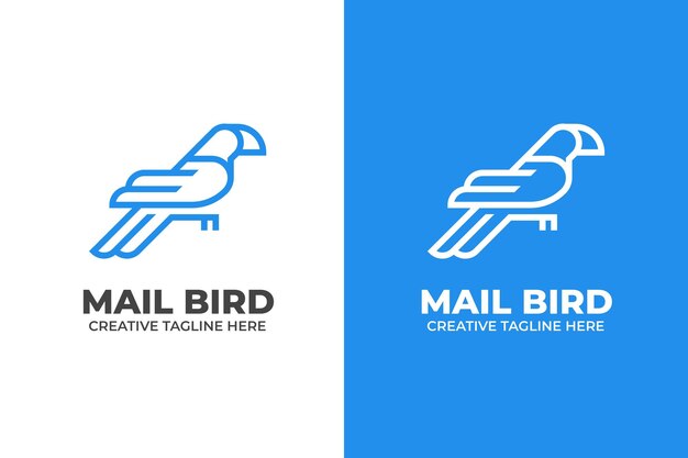 Logotipo de blue mail bird delivery cartero monoline