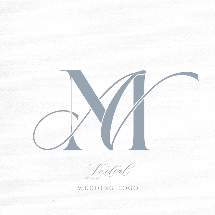 Vector logotipo de boda inicial mn