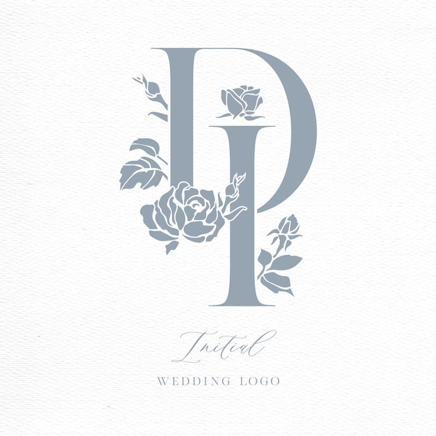 Logotipo de boda con monograma inicial DI