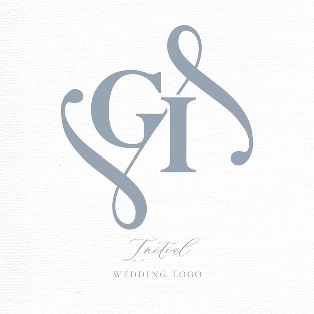 Vector el logotipo de la boda con el monograma inicial gi