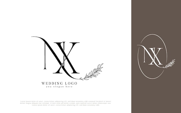 El logotipo de la boda NX con adornos florales