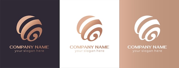 Logotipo de bola espiral redonda Esfera creativa Letras W y G Plantilla para crear un logotipo de diseño de lujo único business studio boutique spa