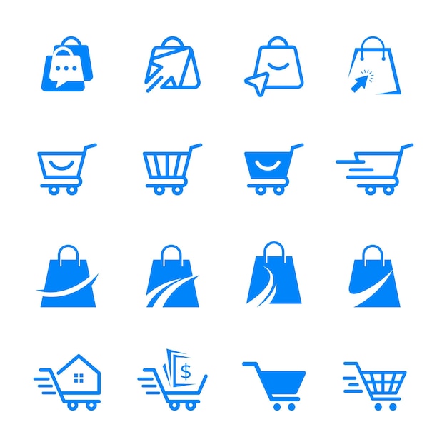 logotipo de bolsa de compras con combinación de flechas. minimalista moderno para el diseño de vectores de compras felices