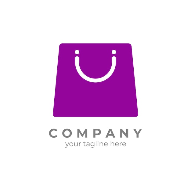 Logotipo de la bolsa de compras con un icono feliz para su logotipo con un concepto moderno minimalista y feliz Vect