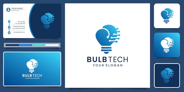 El logotipo de la bombilla creativa combina el concepto de tecnología de puntos. diseño moderno para su empresa, digital.