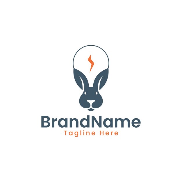 Logotipo de la bombilla eléctrica del conejo Tecnología adecuada para la tecnología empresarial
