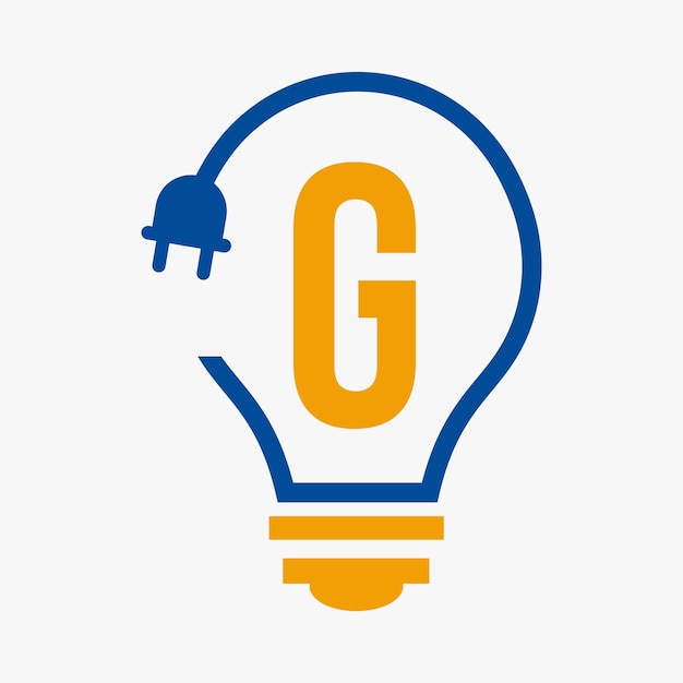 Logotipo de la bombilla en la letra G Concepto para el símbolo eléctrico Signo de electricidad