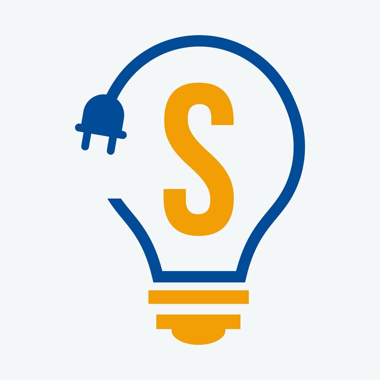 Vector logotipo de la bombilla en la letra s concepto para el símbolo eléctrico signo de electricidad