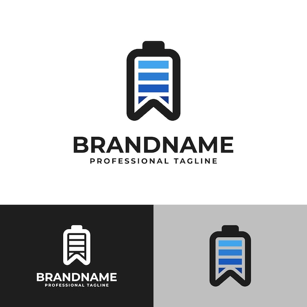El logotipo de Bookmark Battery es adecuado para negocios relacionados con Bookmark y Battery