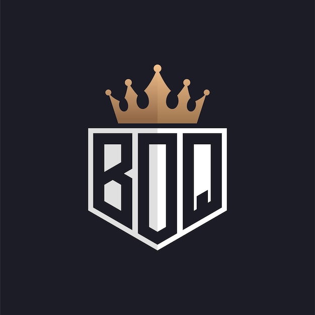 Logotipo BOQ de lujo con corona Iniciales elegantes Logotipo de letra BOQ para marcas exclusivas Monograma de letra BO Q para empresas de alta gama