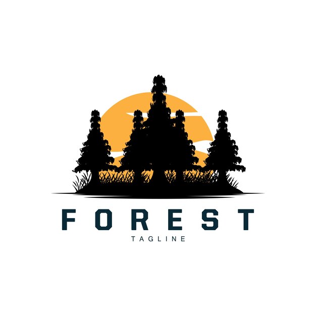 Logotipo Del Bosque Aventura En La Selva Diseño Simple Plantilla Ilustración Vectorial