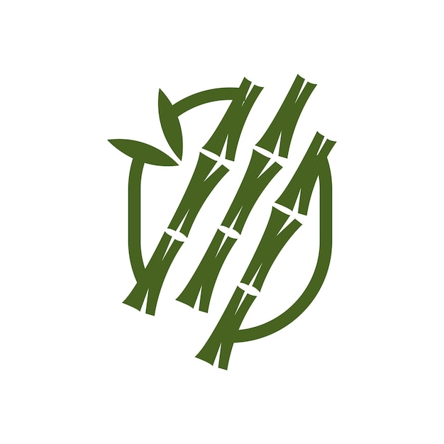 Logotipo del bosque de bambú tropical Tronco de árbol y diseño de hojas Símbolo de ilustración vectorial