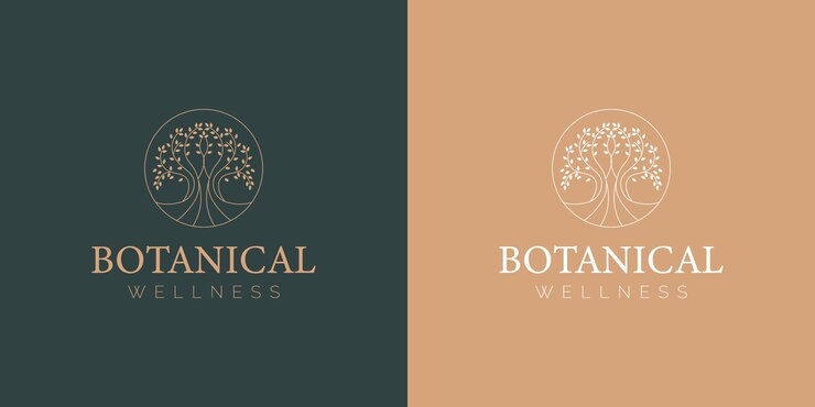 Logotipo botánico de bienestar Árbol de bienestar