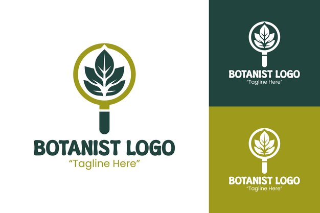 Logotipo de botánico creativo con elementos verdes y amarillos para la marca empresarial