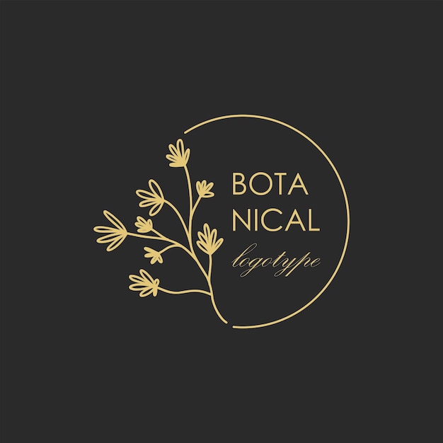 Logotipo botánico dibujado a mano Emblema de línea floral plantilla de logotipo natural para spa y salón de belleza boutique Elemento de planta elegante etiqueta orgánica estilo minimalista tarjeta de boda rústica ilustración vectorial