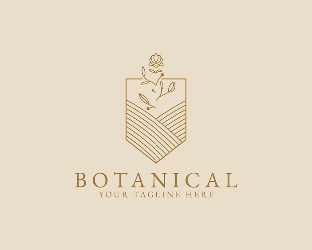 Logotipo botánico floral mínimo de belleza femenina dibujado a mano para la marca del cuidado del cabello de la piel del salón de spa