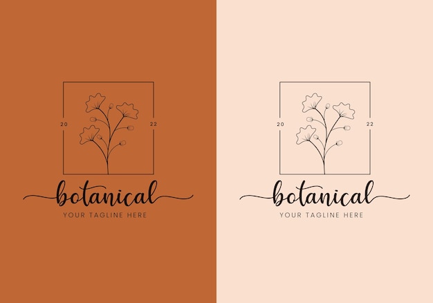 Logotipo botánico floral mínimo de belleza femenina dibujado a mano