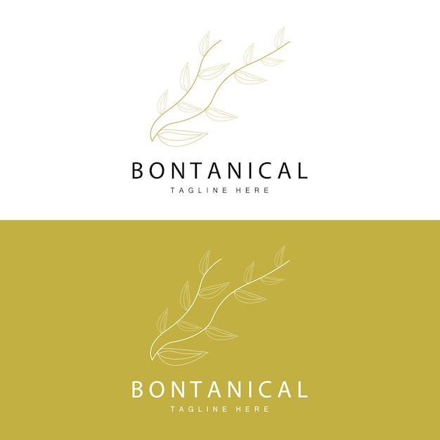 Logotipo botánico Naturaleza Planta Diseño Flor Planta Icono Vector con modelo de línea