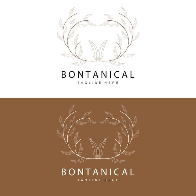 Logotipo botánico Naturaleza Planta Diseño Flor Planta Icono Vector con modelo de línea