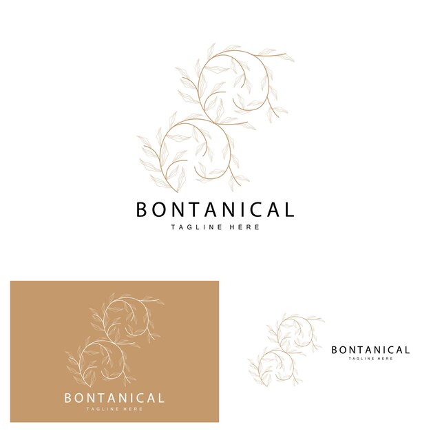 Logotipo botánico Naturaleza Planta Diseño Flor Planta Icono Vector con modelo de línea