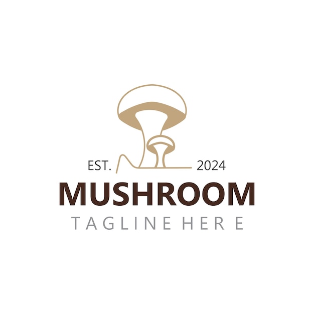 Logotipo botánico de setas estilo sello moderno y simple diseño de plantilla de naturaleza o alimentos