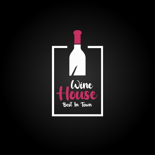 Vector logotipo de botella de vino icono de winehouse