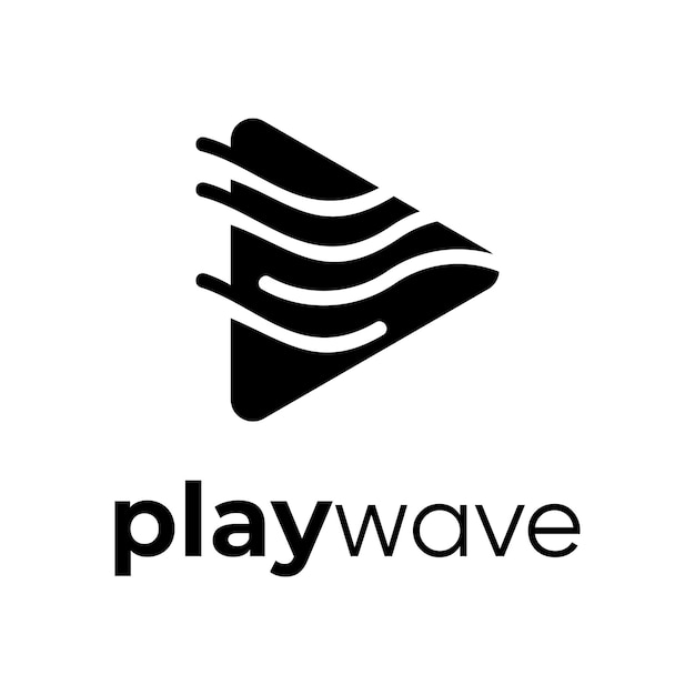 Logotipo del botón de reproducción y diseño de vectores de ondas