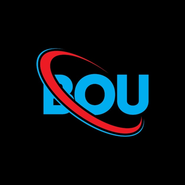 Logotipo BOU diseño de logotipo de letra BOU iniciales BOU logotipo vinculado con círculo y mayúscula monograma logotipo BOU tipografía para negocios tecnológicos y marca inmobiliaria