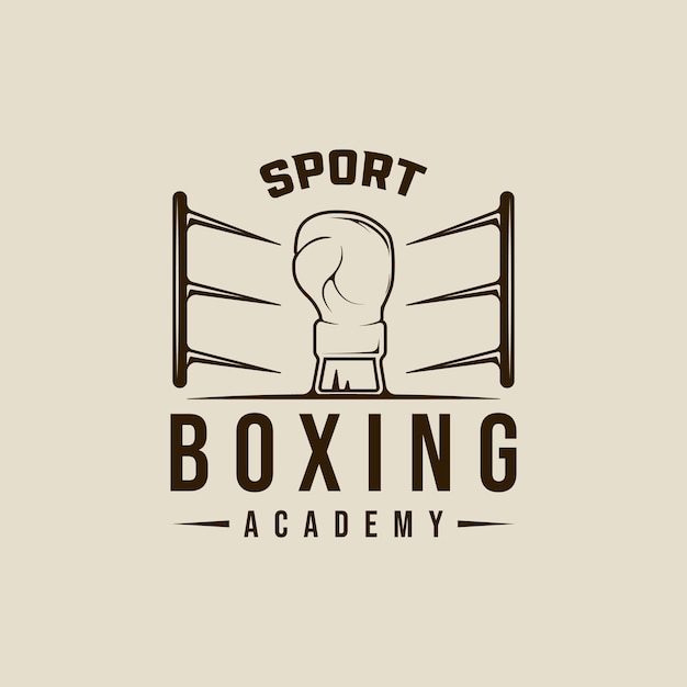 Vector logotipo de boxeo línea de arte vectorial plantilla de ilustración vintage icono diseño gráfico deporte de lucha signo o símbolo para academia o club o para competencia o impresión de camisa con concepto de tipografía retro