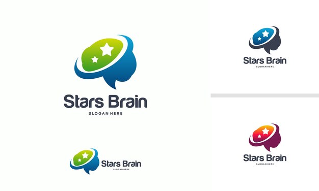 El logotipo de brain stars diseña el vector de concepto, los diseños de plantilla de logotipo brilliant y brain