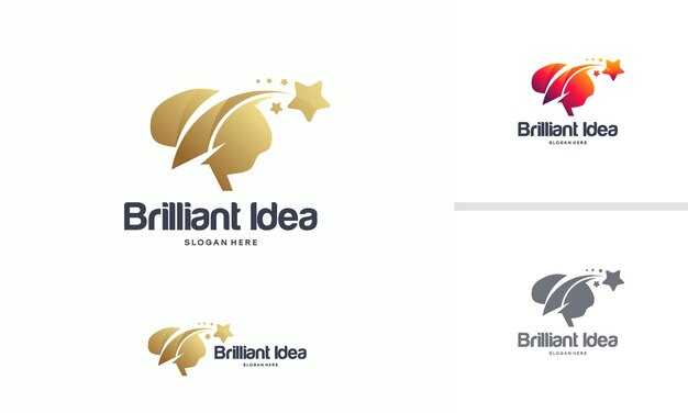 El logotipo de Brain Stars diseña el vector de concepto, los diseños de plantilla de logotipo Brilliant y Brain