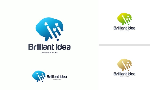 El logotipo de Brain Stars diseña el vector de concepto, los diseños de plantilla de logotipo Brilliant y Brain