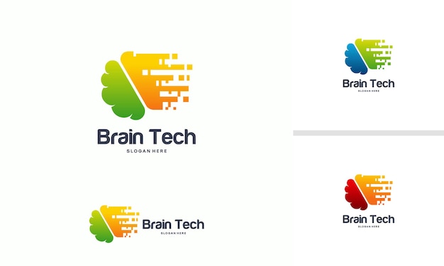 El logotipo de Brain Tech diseña el vector conceptual, el logotipo de Fast Brain, el logotipo de Modern Brain