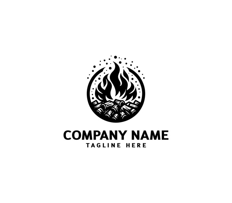 El logotipo de la brasa de fuego vectorial Diseño del logotipo del símbolo de fuego ardiente plantilla del logotipo de bonfire Signo de fuego caliente